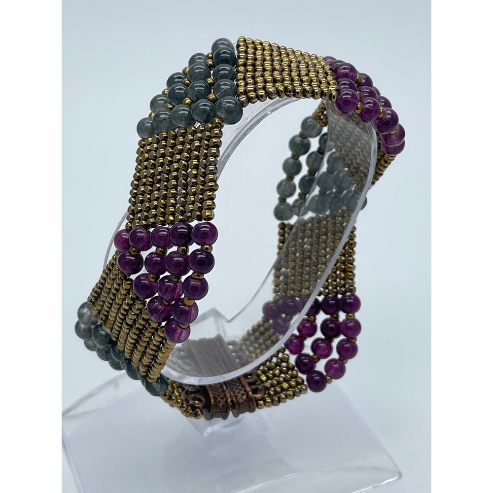 Handmade Beaded Bracelet, Cuff Bracelet, Boho, Hippie, Shabby Chic, Gift For Her